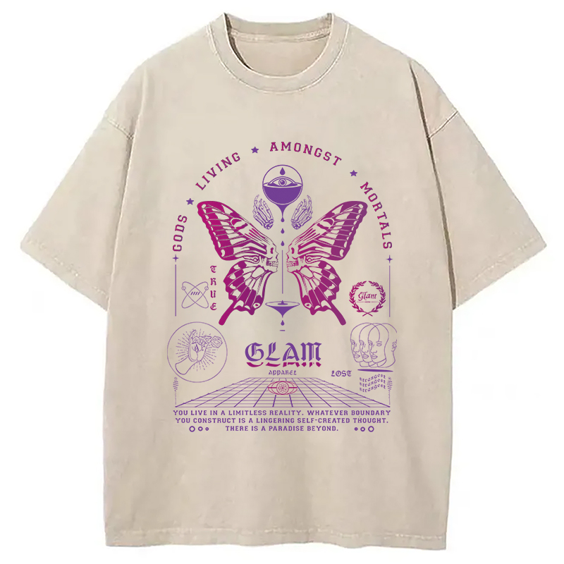 Modecanvas Butterflies Living Among Us Washed T-Shirt