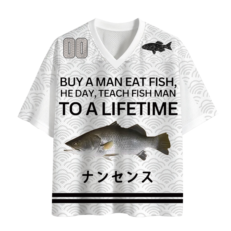 Modecanvas Buy a Man Eat Fish Mesh Jersey-modecanvas