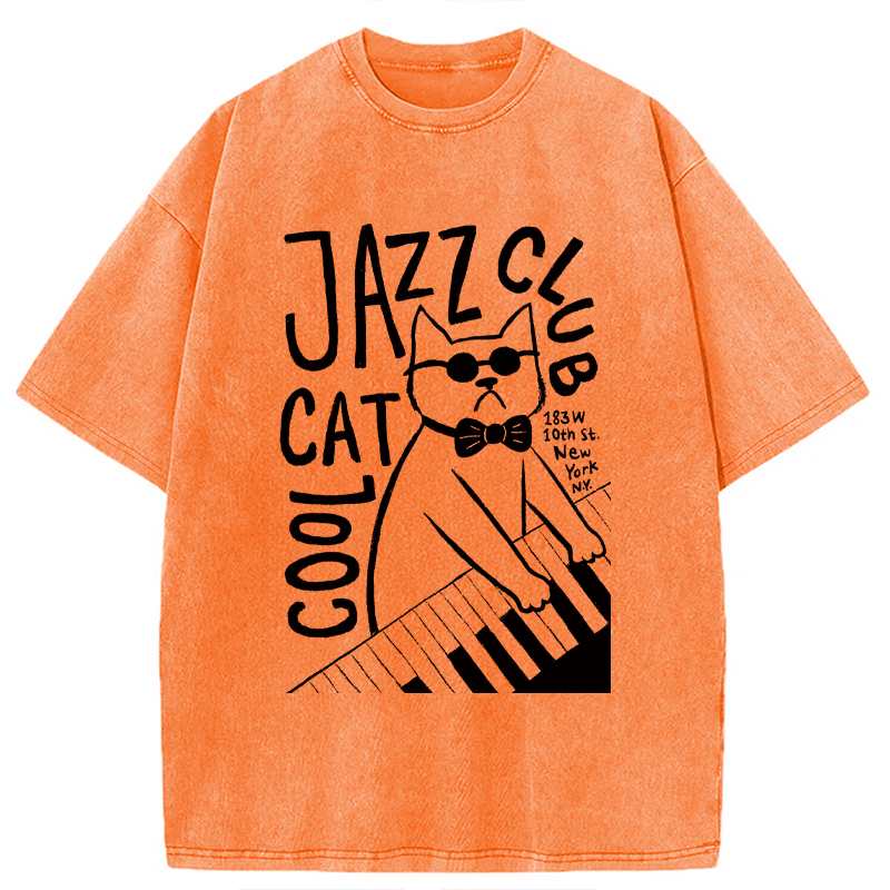 Modecanvas Jazz Cat Club Washed T-Shirt
