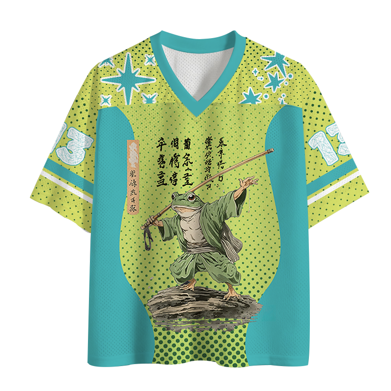 Modecanvas Frog Samurai Japanese Art Vintage Mesh Jersey-modecanvas