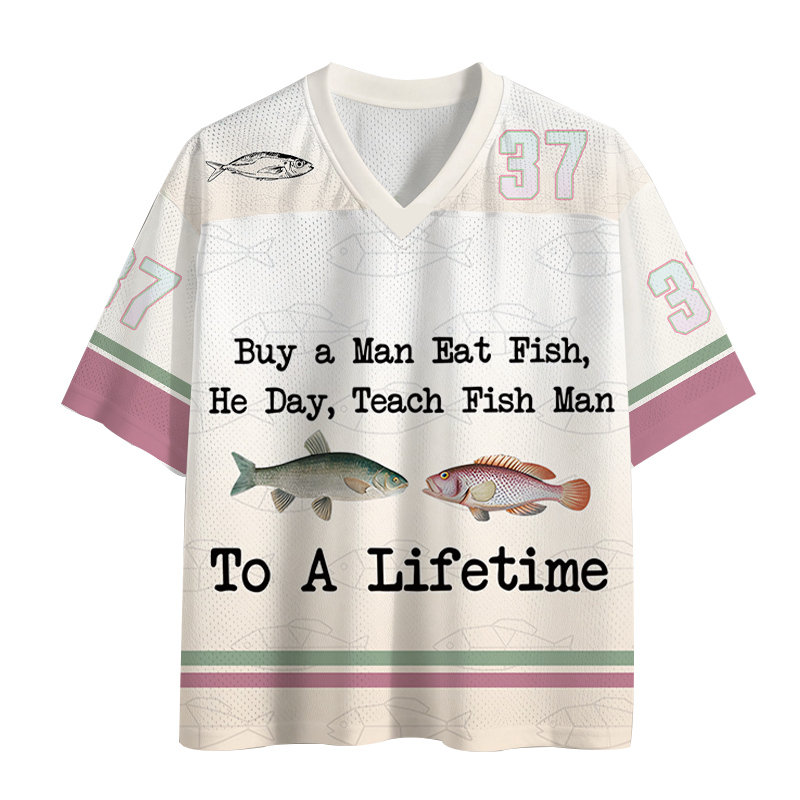Modecanvas Buy a Man Eat Fish Meme Mesh Jersey-modecanvas