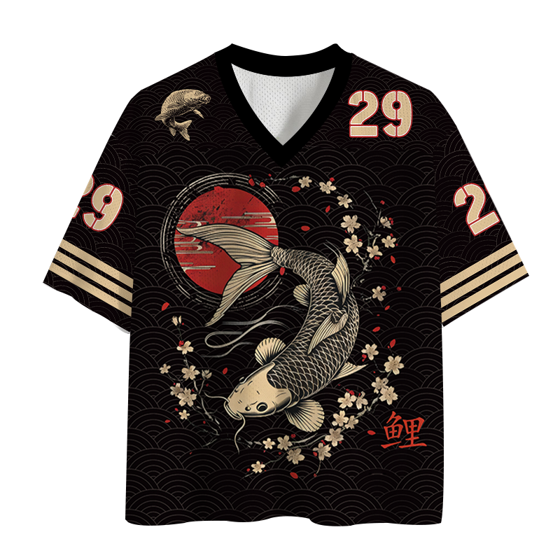 Modecanvas Kersenbloesem Koi Karper Mesh Jersey-modecanvas