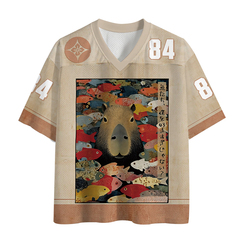 Modecanvas Am I Too Lovable Capybara Mesh Jersey-modecanvas