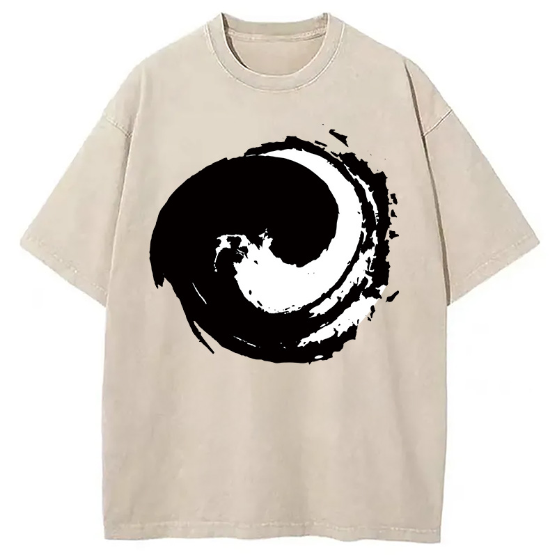 Modecanvas Yin and Yang Symbol Washed T-Shirt