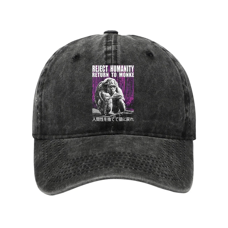 Modecanvas Reject Humanity Return To Monkey Washed Cap-modecanvas