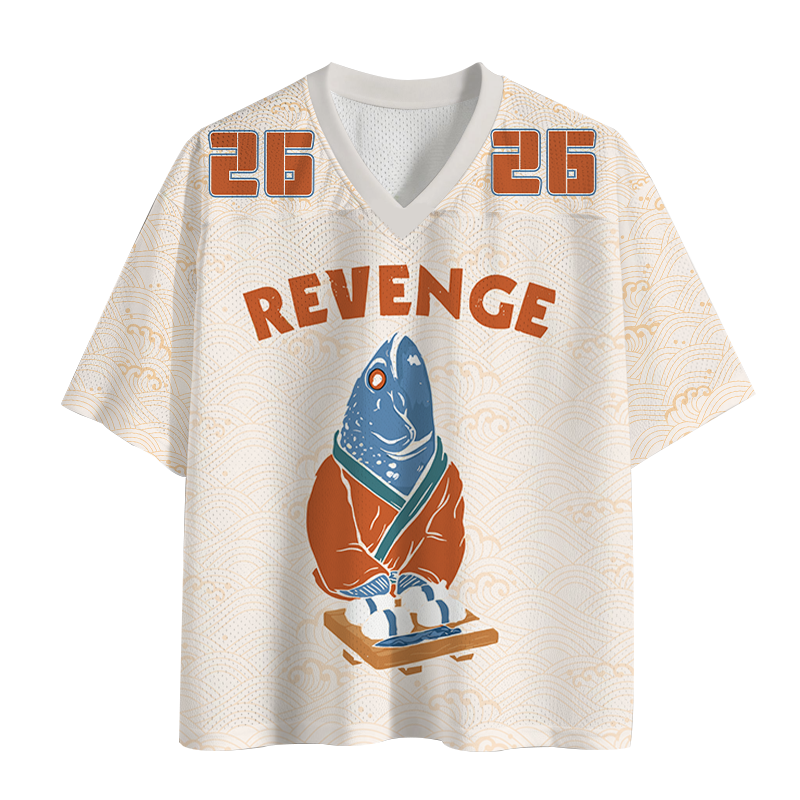 Modecanvas Retro Revenge Fish Mesh Jersey-modecanvas