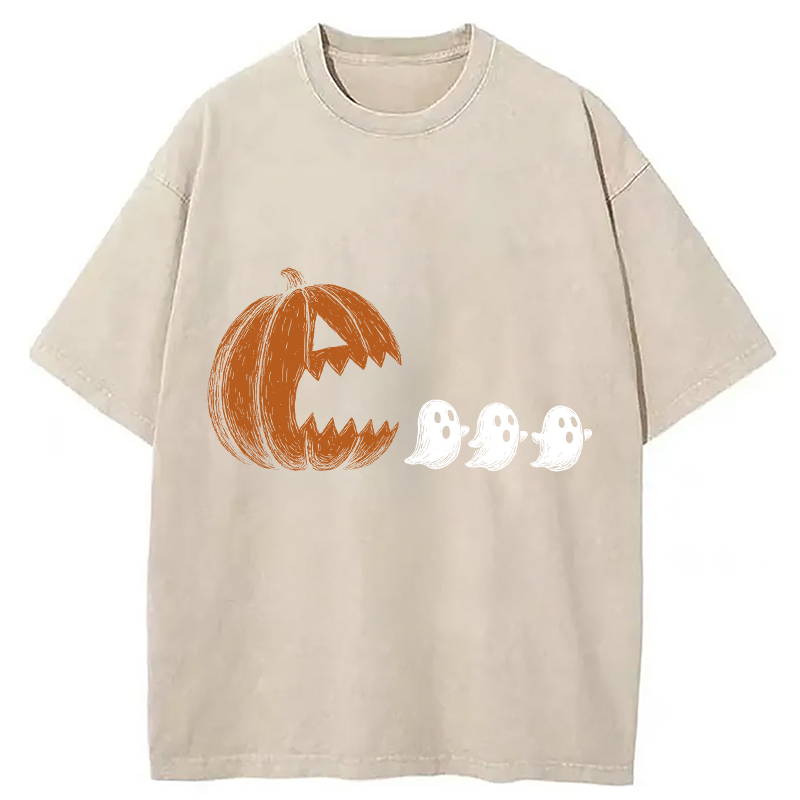 Modecanvas Pumpkin Chasing Ghost Washed T-Shirt