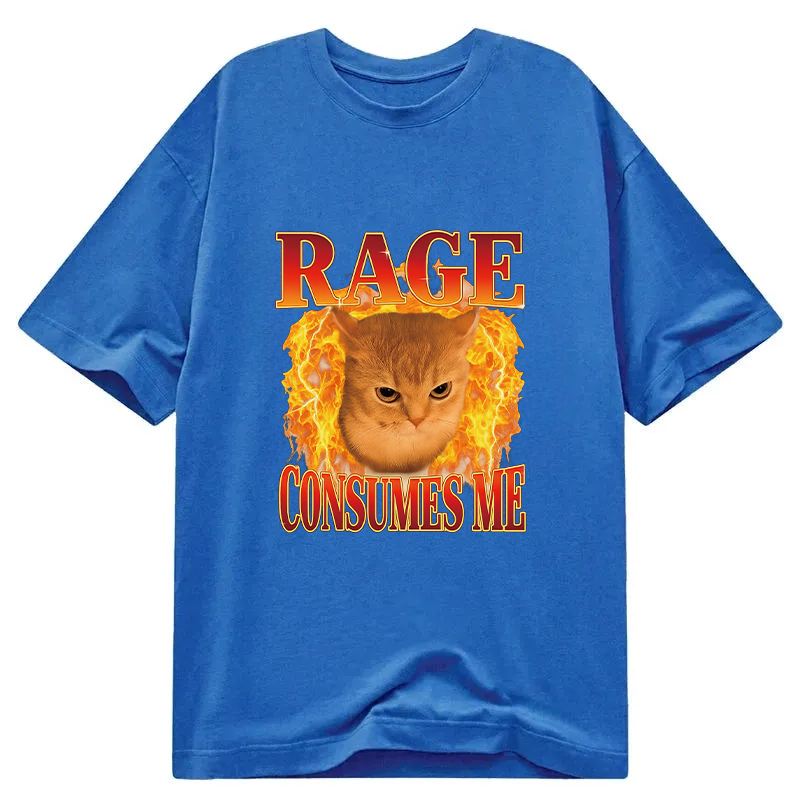 Modecanvas Rage Consumes Me Edgy Funny Cat Meme DTG Printing Classic T-Shirt-modecanvas