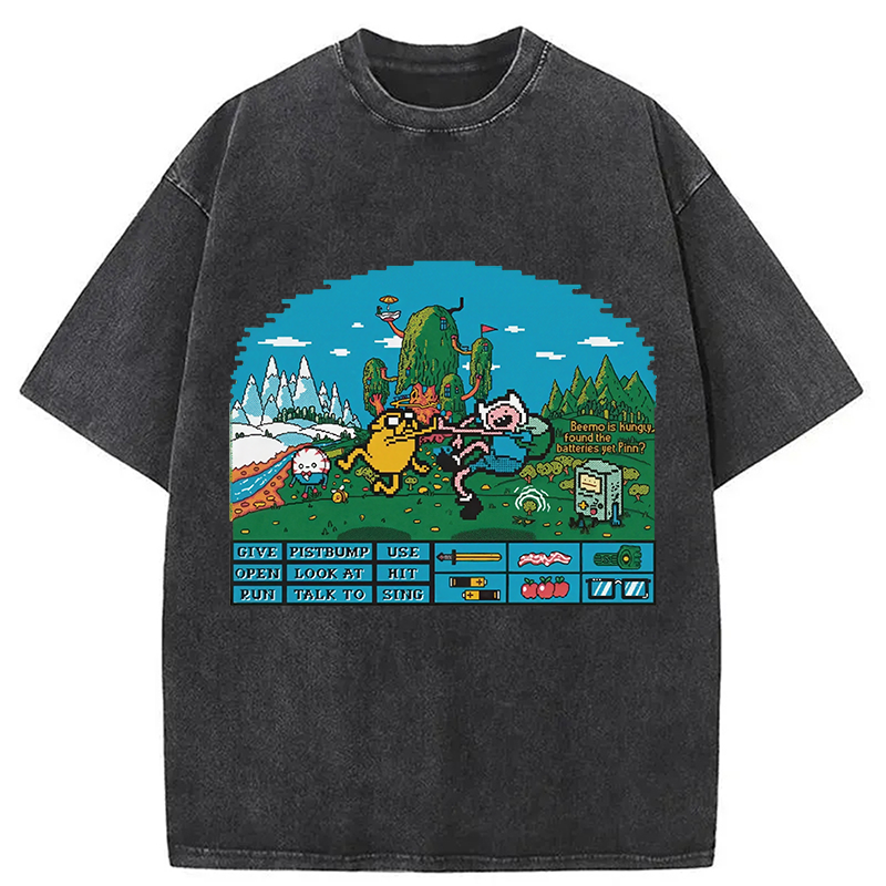 Modecanvas Retro Game Adventure Time Mosaic Vintage Washed T-Shirt