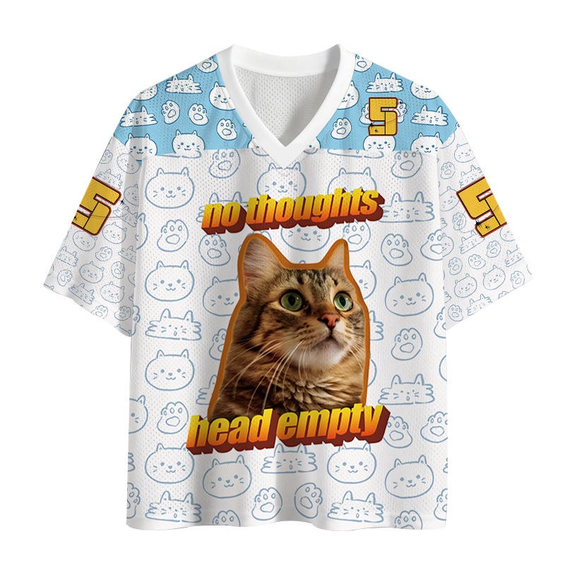 Modecanvas No Thoughts Head Empty Cat Meme Mesh Jersey-modecanvas