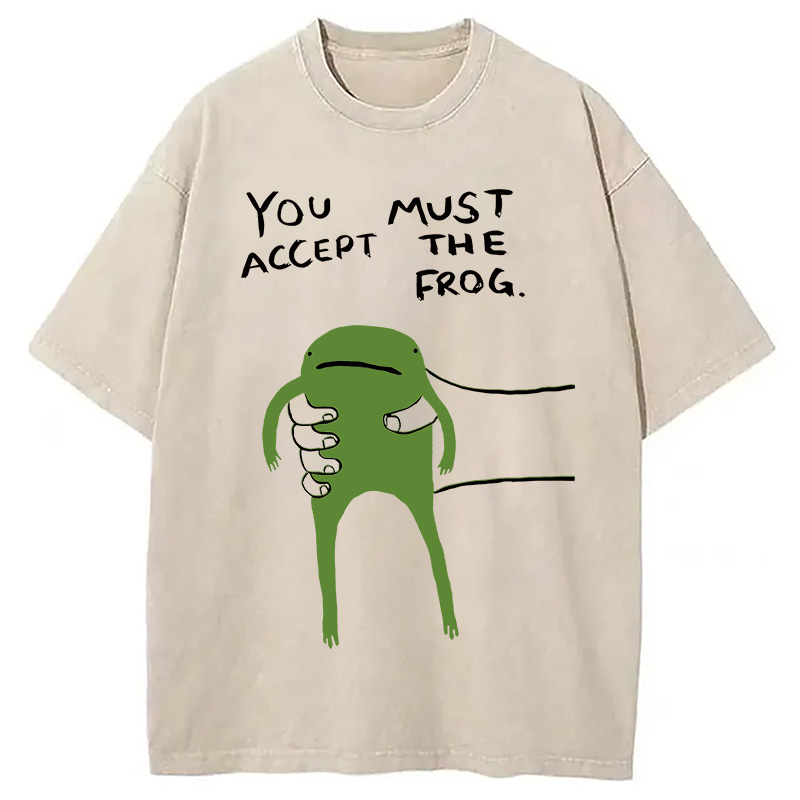 Modecanvas Give You Frog Washed T-Shirt