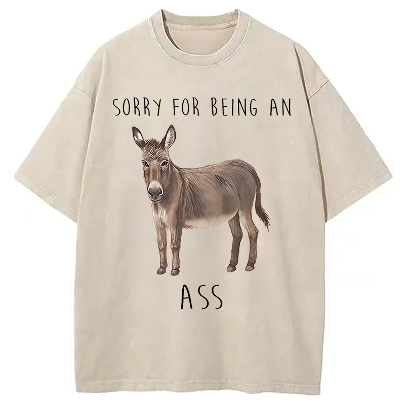 Modecanvas Funny Donkey Meme Washed T-Shirt