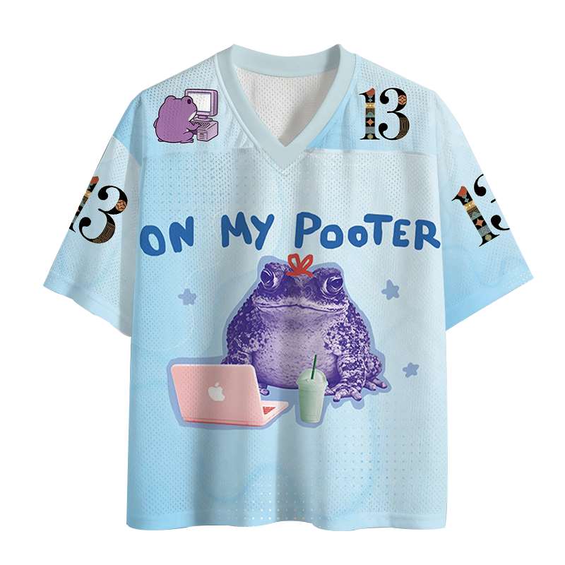 Modecanvas On My Pooter Funny Frog Mesh Jersey-modecanvas