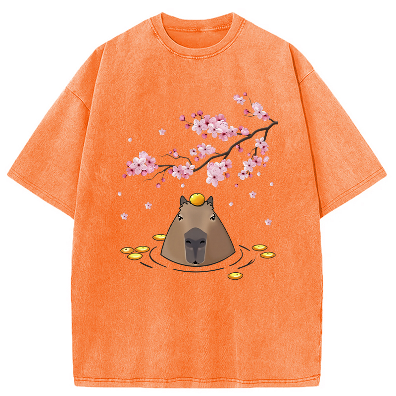 Modecanvas Sakura Cherry Blossom Japanese Washed T-Shirt