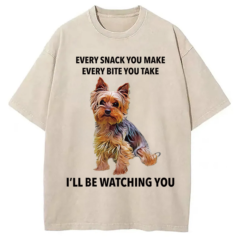Modecanvas Yorkshire Terrier Funny Meme Washed T-Shirt