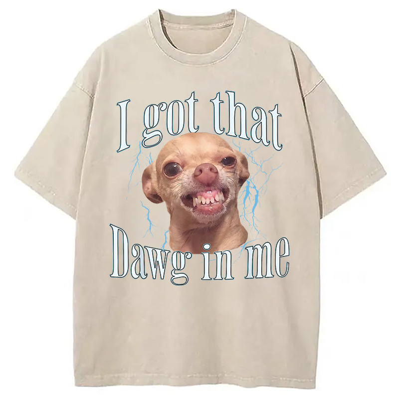 Modecanvas Chihuahua Funny Meme Washed T-Shirt-modecanvas