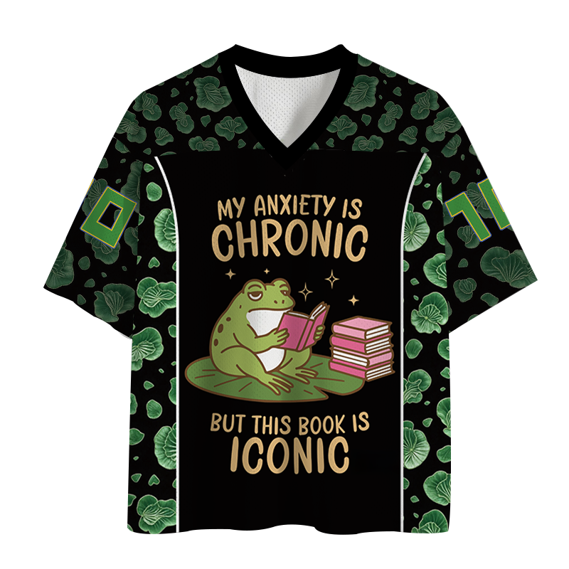 Modecanvas Funny Frog Reading Mesh Jersey-modecanvas