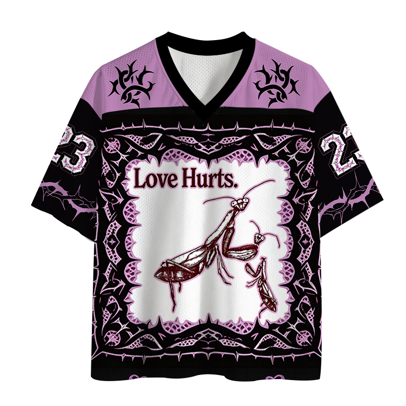 Modecanvas Love Hurts Funny Praying Mantis Mesh Jersey-modecanvas