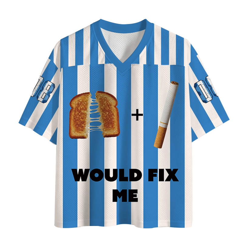 Modecanvas Grilled Cheese And Cigarette Meme Mesh Jersey-modecanvas