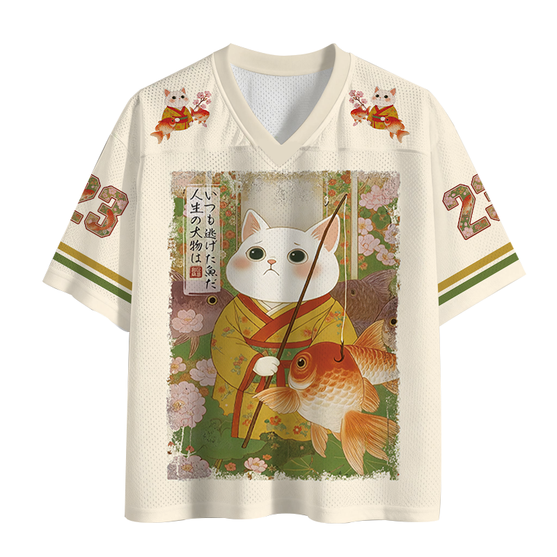 Modecanvas The Tale of Cat and Fish Mesh Jersey-modecanvas