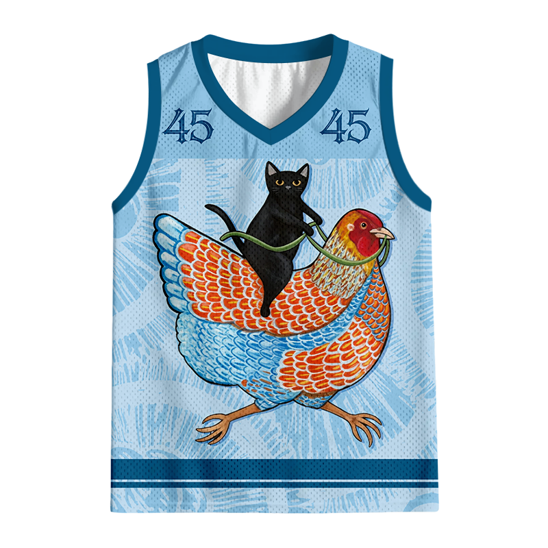 Modecanvas Black Cat On a Wyandotte Chicken Jersey Tank