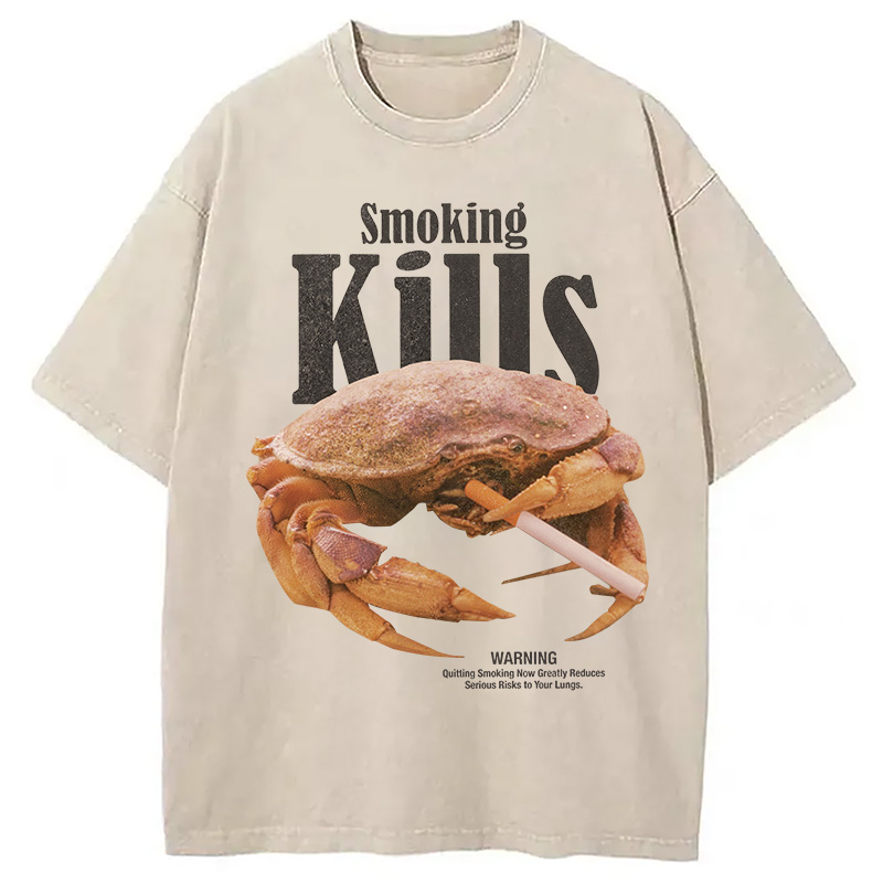 Modecanvas Smoking Kills But Crab Not Washed T-Shirt
