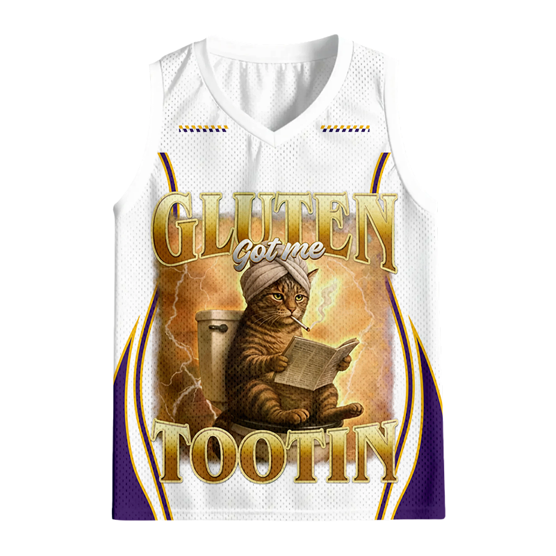Modecanvas Gluten Got Me Tootin Funny Cat Meme Jersey Tank