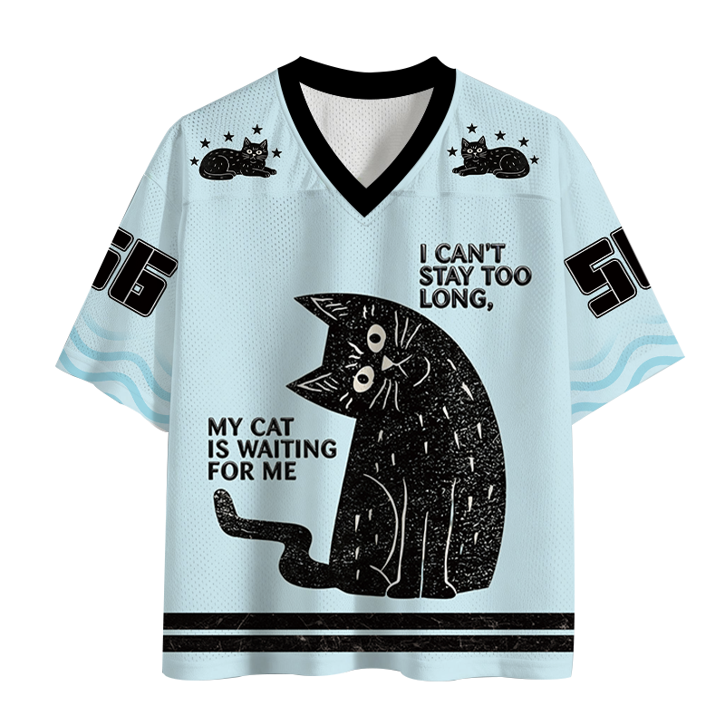 Modecanvas My Cat Is Waiting for Me Mesh Jersey-modecanvas