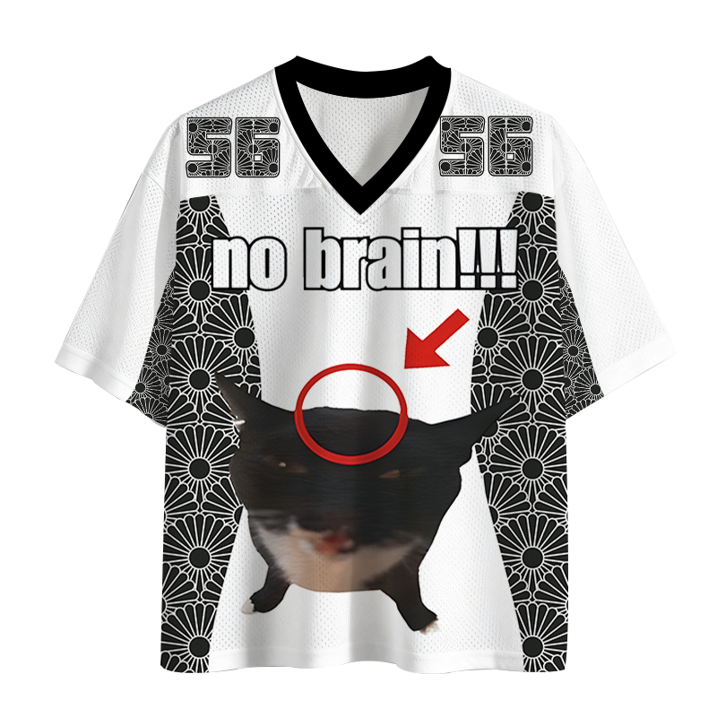 Modecanvas No Brain Cat Mesh Jersey-modecanvas