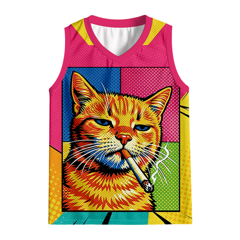 Modecanvas Cat Smoking Cigarette Jersey Tank
