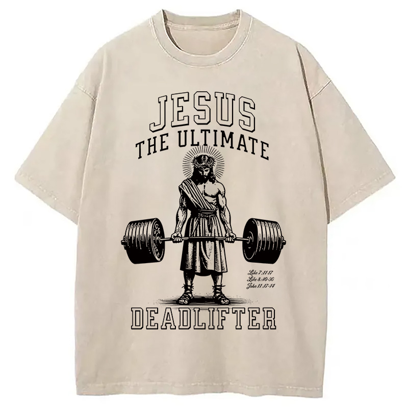 Modecanvas Jesus The Ultimate Deadlifter Christian Washed T-Shirt