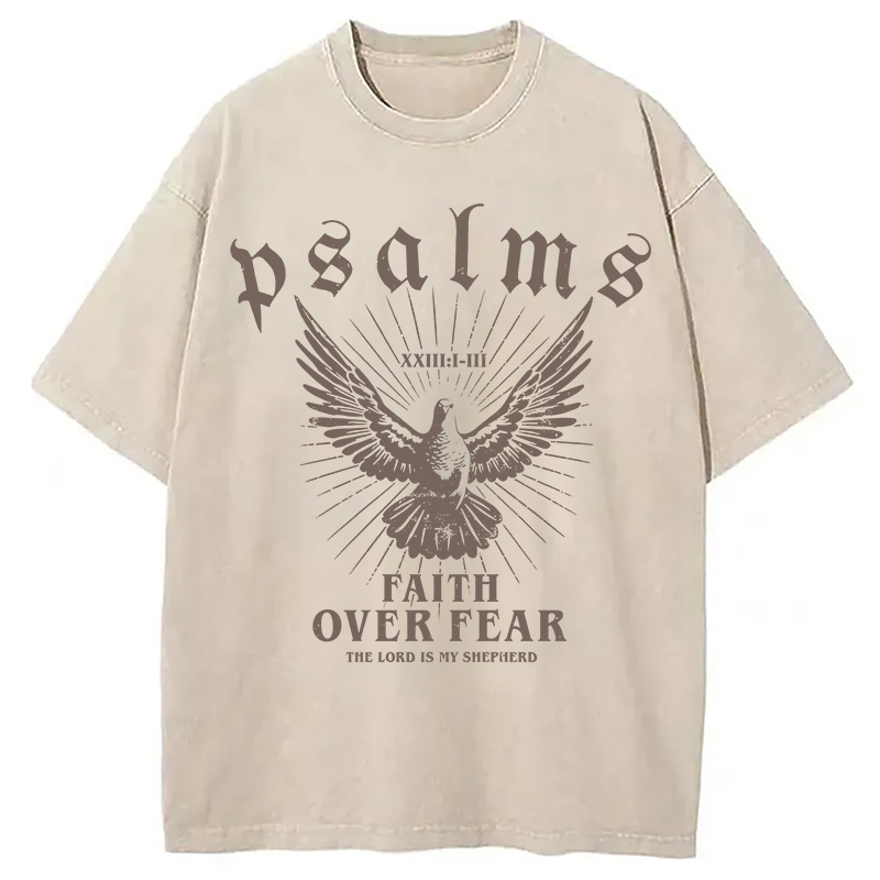 Modecanvas Faith Over Fear Christian Washed T-Shirt