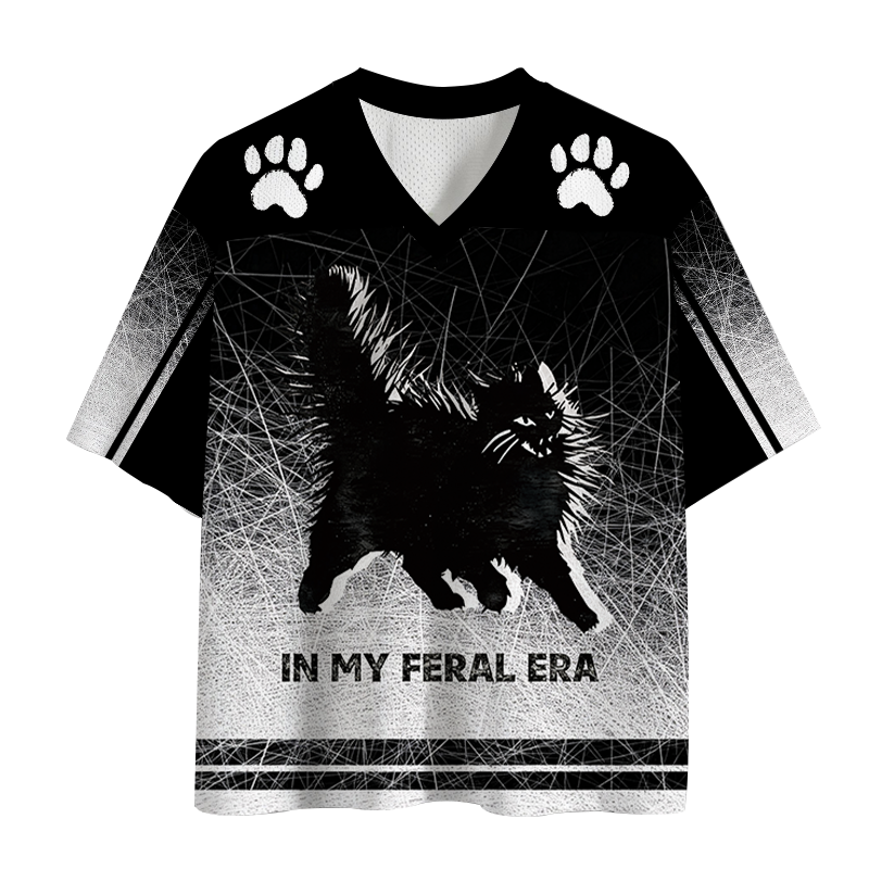 Modecanvas Wild Black Cat Mesh Jersey-modecanvas
