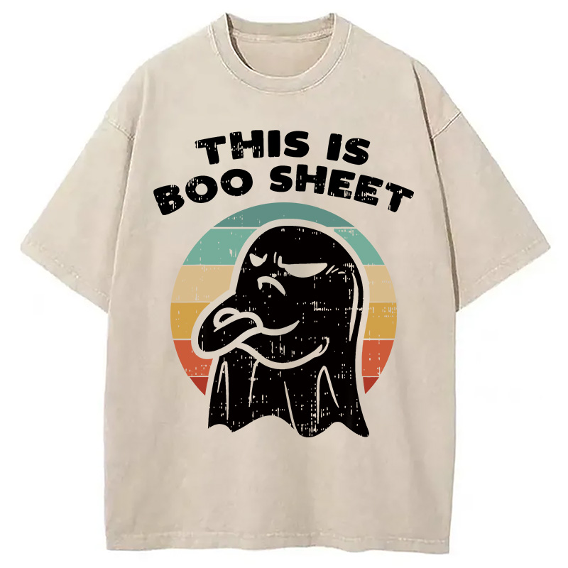 Modecanvas This Is Boo Sheet Ghost Retro Halloween Washed T-Shirt