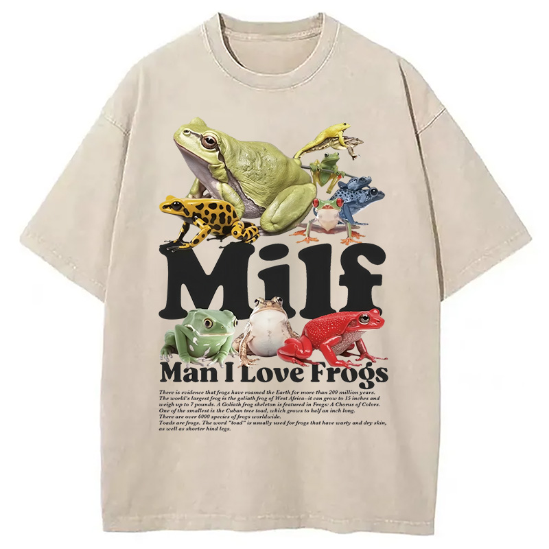 Modecanvas Man I Love Frogs Washed T-Shirt