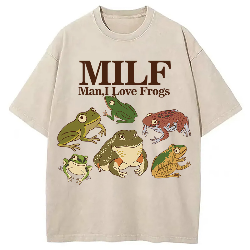 Modecanvas I Love Frogs Washed T-Shirt