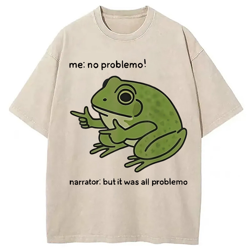 Modecanvas Stupid Frog Meme Washed T-Shirt-modecanvas
