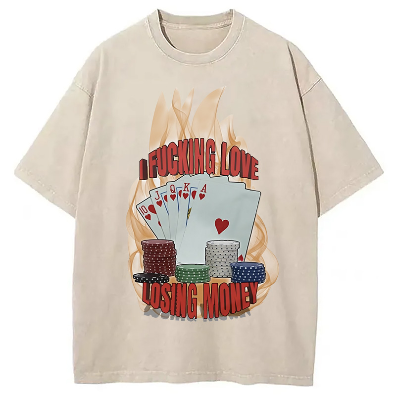 Modecanvas I Love Losing Money Washed T-Shirt-modecanvas
