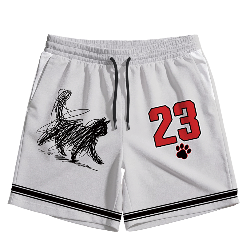 Modecanvas Minimalist Cat Art Jersey Short