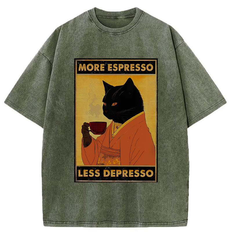 Modecanvas Increase Espresso Decrease Distress Washed T-Shirt-modecanvas