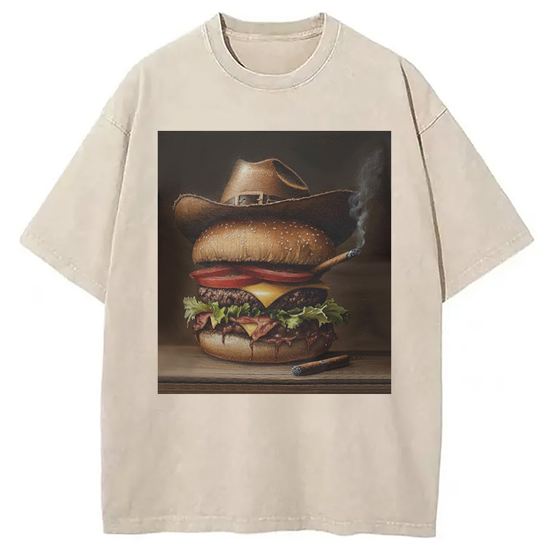 Modecanvas Funny Hamburger Meme Washed T-Shirt