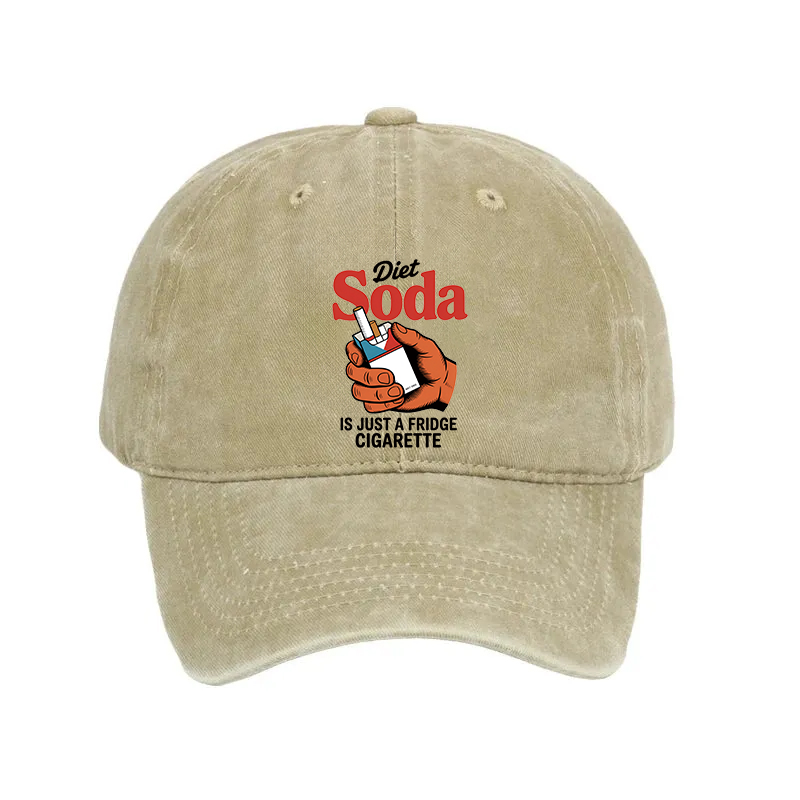 Modecanvas Diet Soda Is Just A Fridge Cigarette Funny Washed Cap-modecanvas