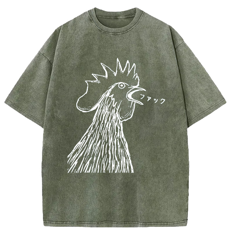 Modecanvas Funny Dirty Talking Chicken Washed T-Shirt