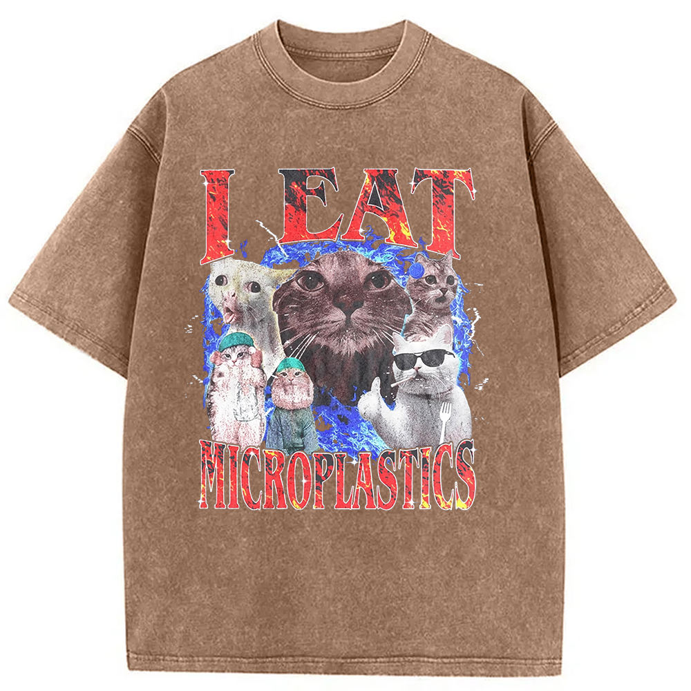 Modecanvas I Eat Microplastics Washed T-Shirt-modecanvas
