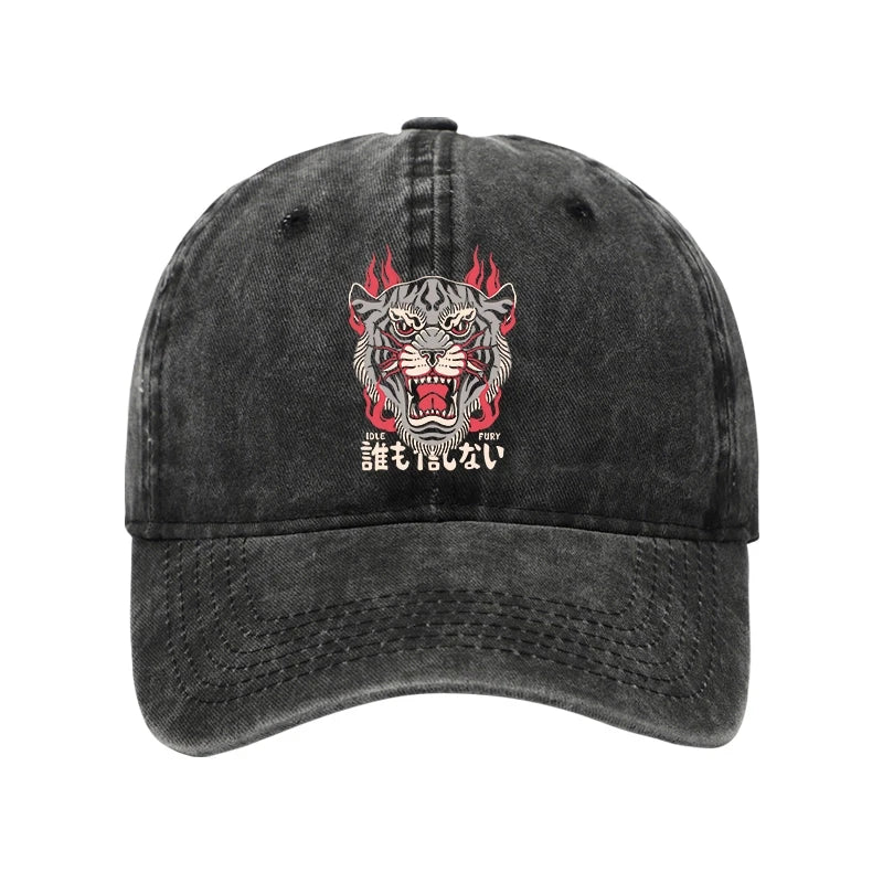 Modecanvas Retro Tiger Japanese Washed Cap-modecanvas