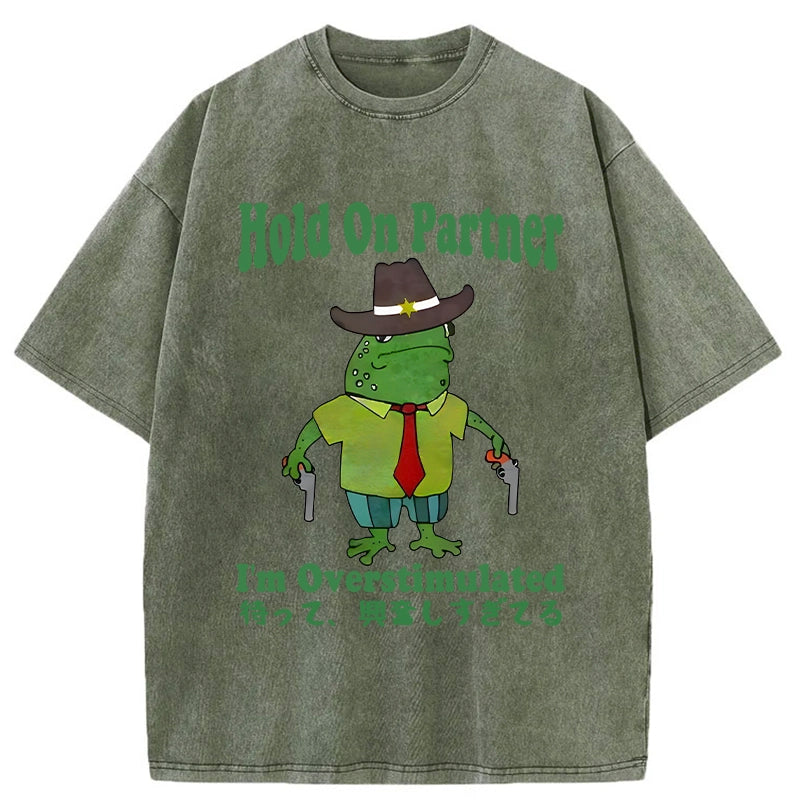 Modecanvas Wait I'm Too Excited Washed T-Shirt