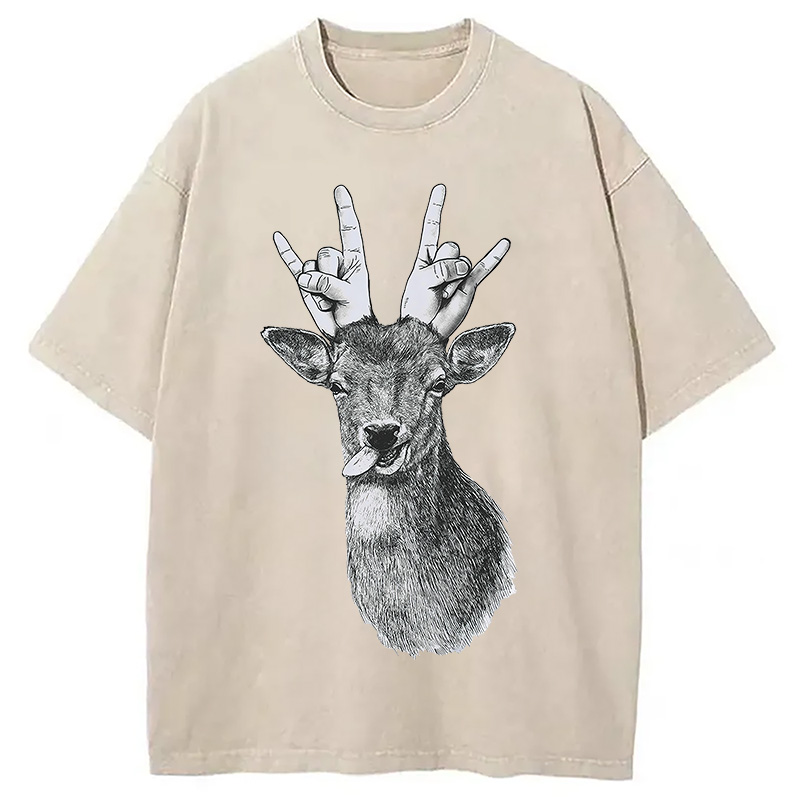 Modecanvas Party Deer Washed T-Shirt