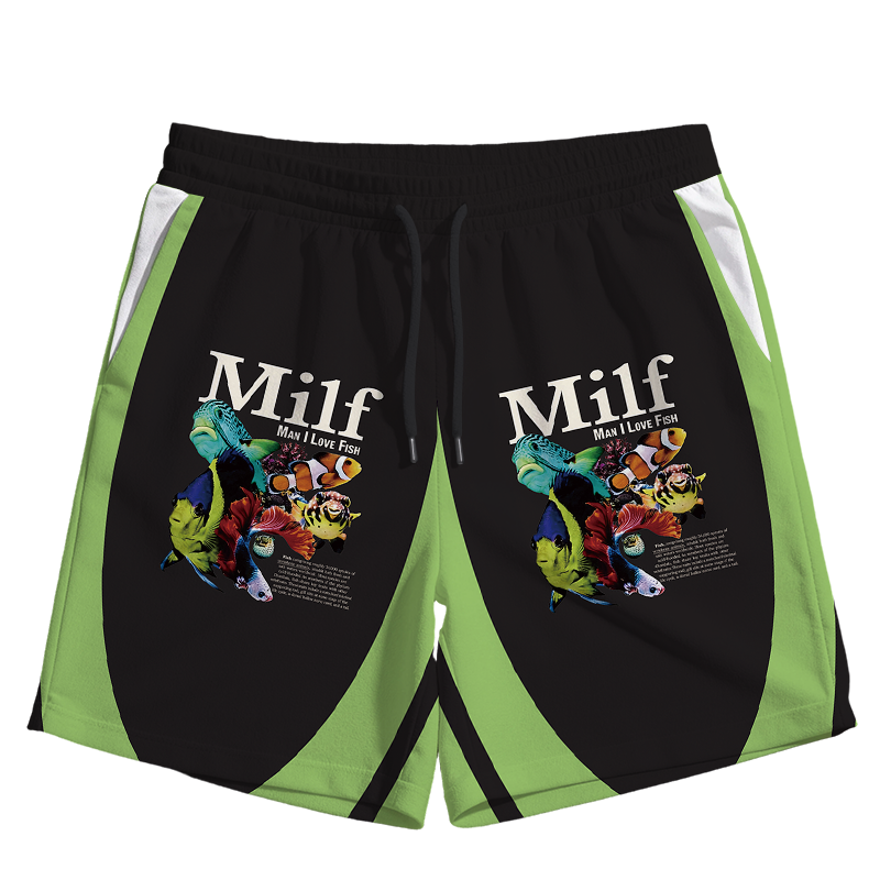 Modecanvas Man I Love Fish Vintage Meme Jersey Short