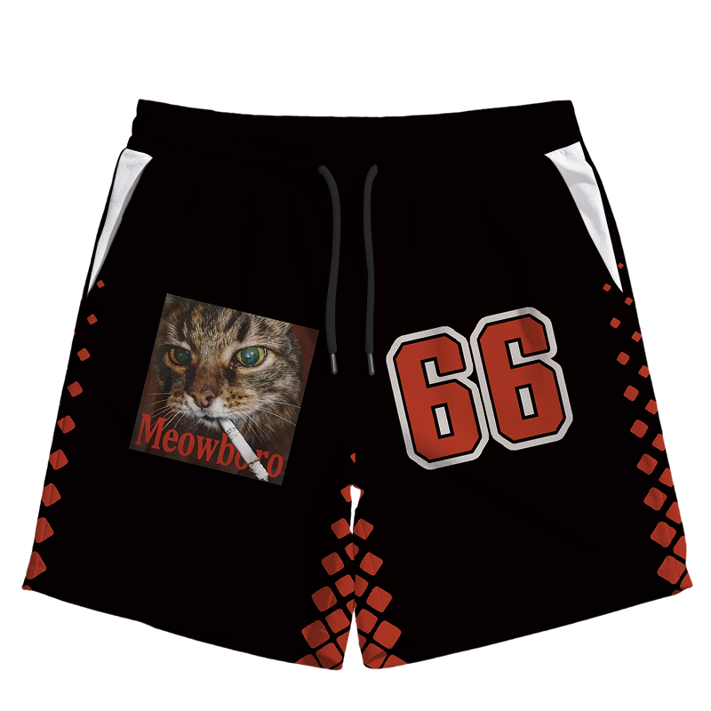 Modecanvas Funny Smoking Cat Meme Jersey Short