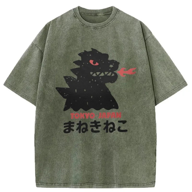 Modecanvas Japanese Fortune Cat Washed T-Shirt